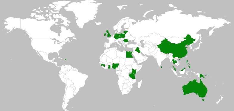 Mapa destacado do mundo, para o qual a Omnia entregou máquinas.